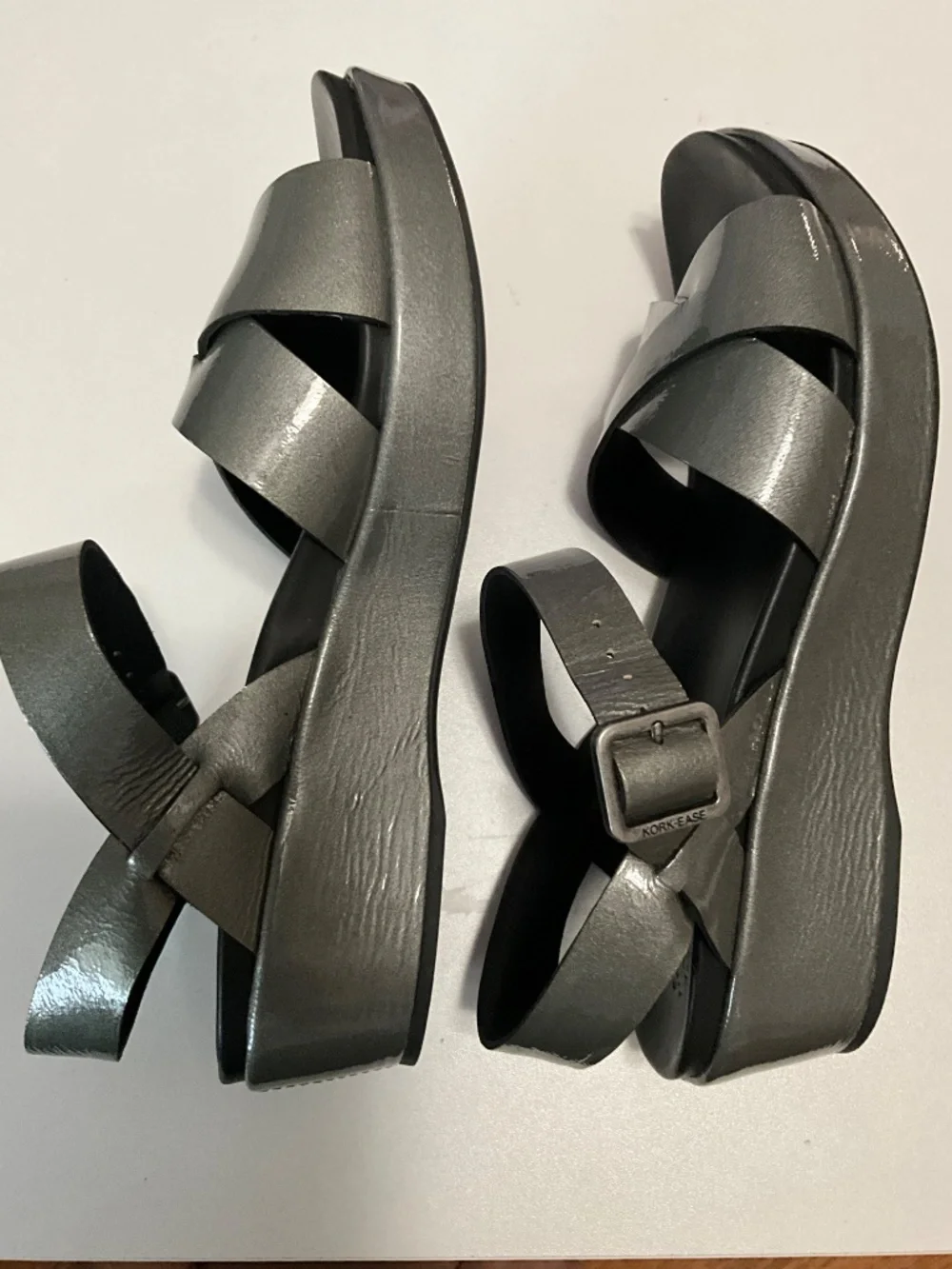 Grey Pattened Kork-Ease Sandals Size 9